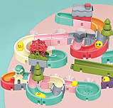 Дитяча водна гірка для ванної кімнати Іграшка у ванну на присосках для малюків 72 деталі Іграшки для ванної, фото 6