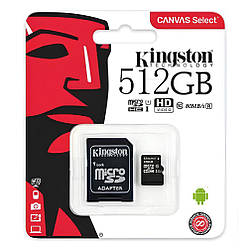 Карта пам'яті Kingston Micro SD Card 512GB 80MB/s Class 10 з адаптером