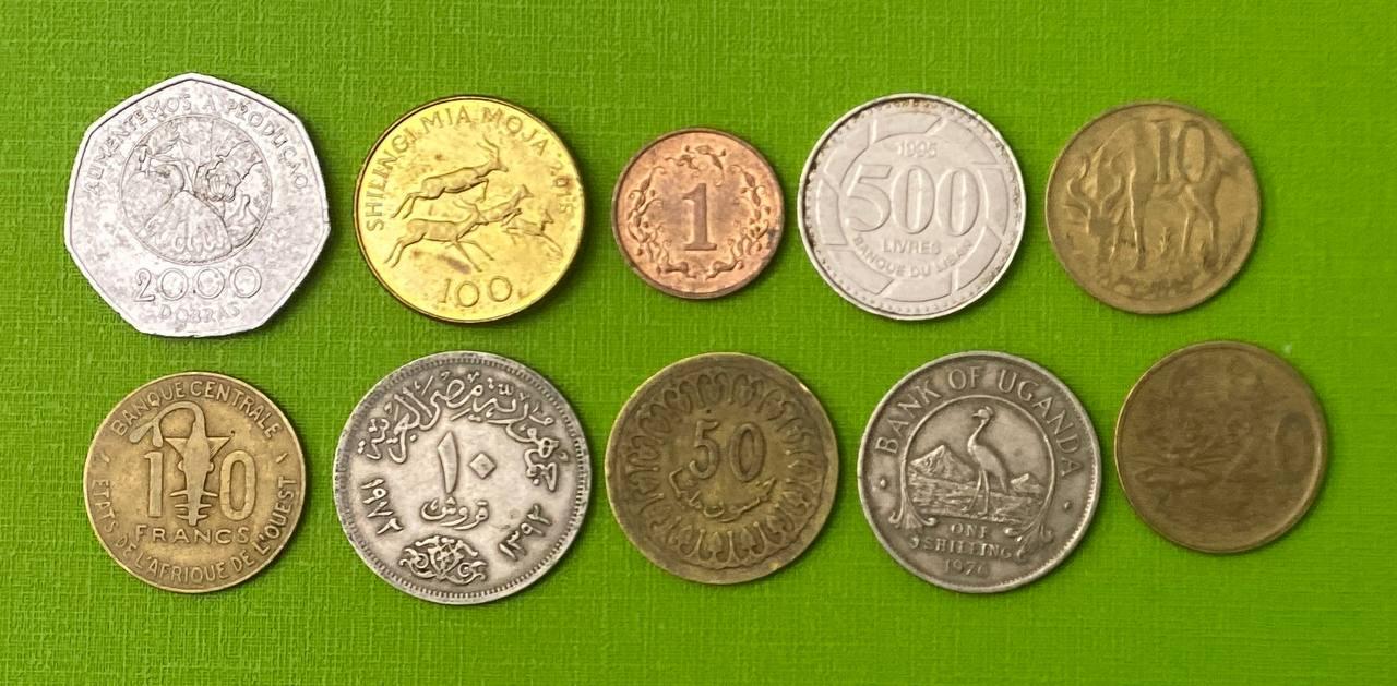 Набір монет "Моноти країн Африки" 10 монет — 10 країн