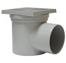 Трап горизонтальний з нержавіючою решіткою REDI DN 110 (150x150) для каналізації (Італія) CAEVX/EBA44AI