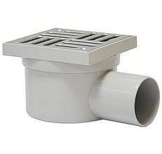 Трап горизонтальний з нержавіючою решіткою REDI DN 50 (100x100) для каналізації (Італія) E2245AI