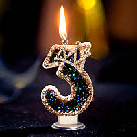 Свічка з короною в стразах 3 для торта