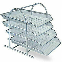 Лоток металевий горизонтальний 4-ярусний Leader сітка Срібло