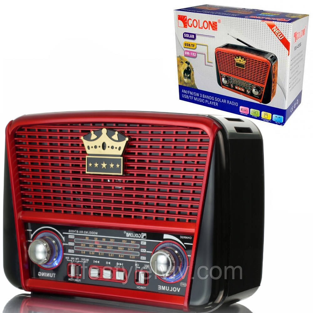 Радіоприймач акумуляторний з Bluetooth, MP3 та ліхтариком, RX-BT455S AM / Портативне радіо