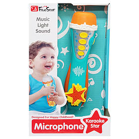 Дитячий іграшковий мікрофон Bambi 34564AB(Turquoise) звук, музика, регулятор гучності, Toyman