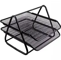 Лоток металевий горизонтальний 2-ярусний Leader сітка Чорний