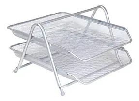 Лоток металевий горизонтальний 2-ярусний Leader сітка срібло