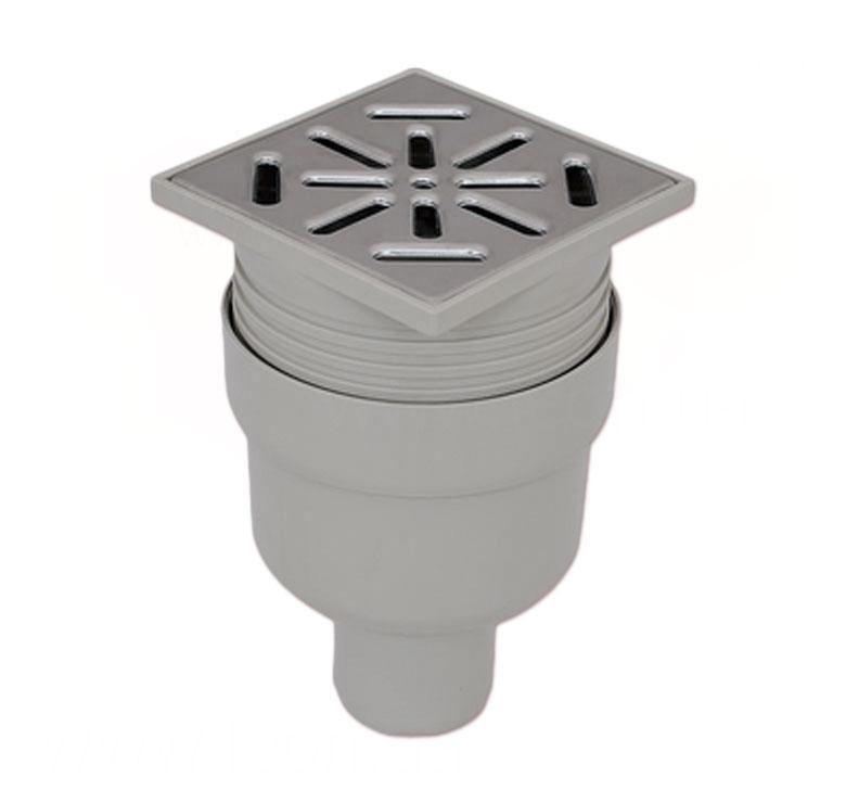 Трап вертикальний з нержавіючою решіткою Capricorn INOX D 50 (100x100) фланцевий (Польща) 9-2600-050-46-01-04