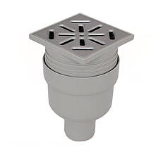 Трап вертикальний з нержавіючою решіткою Capricorn INOX D 50 (100x100) фланцевий (Польща) 9-2600-050-46-01-04