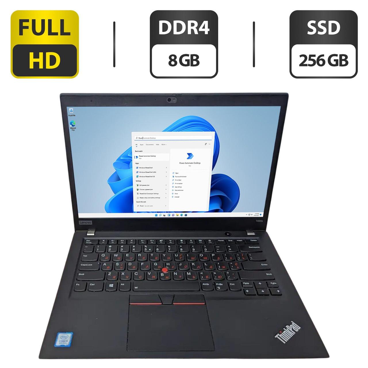 Ультрабук Lenovo ThinkPad T490s/ 14" (1920x1080)/ Core i5-8265U/ 8 GB RAM/ 256 GB SSD/ UHD