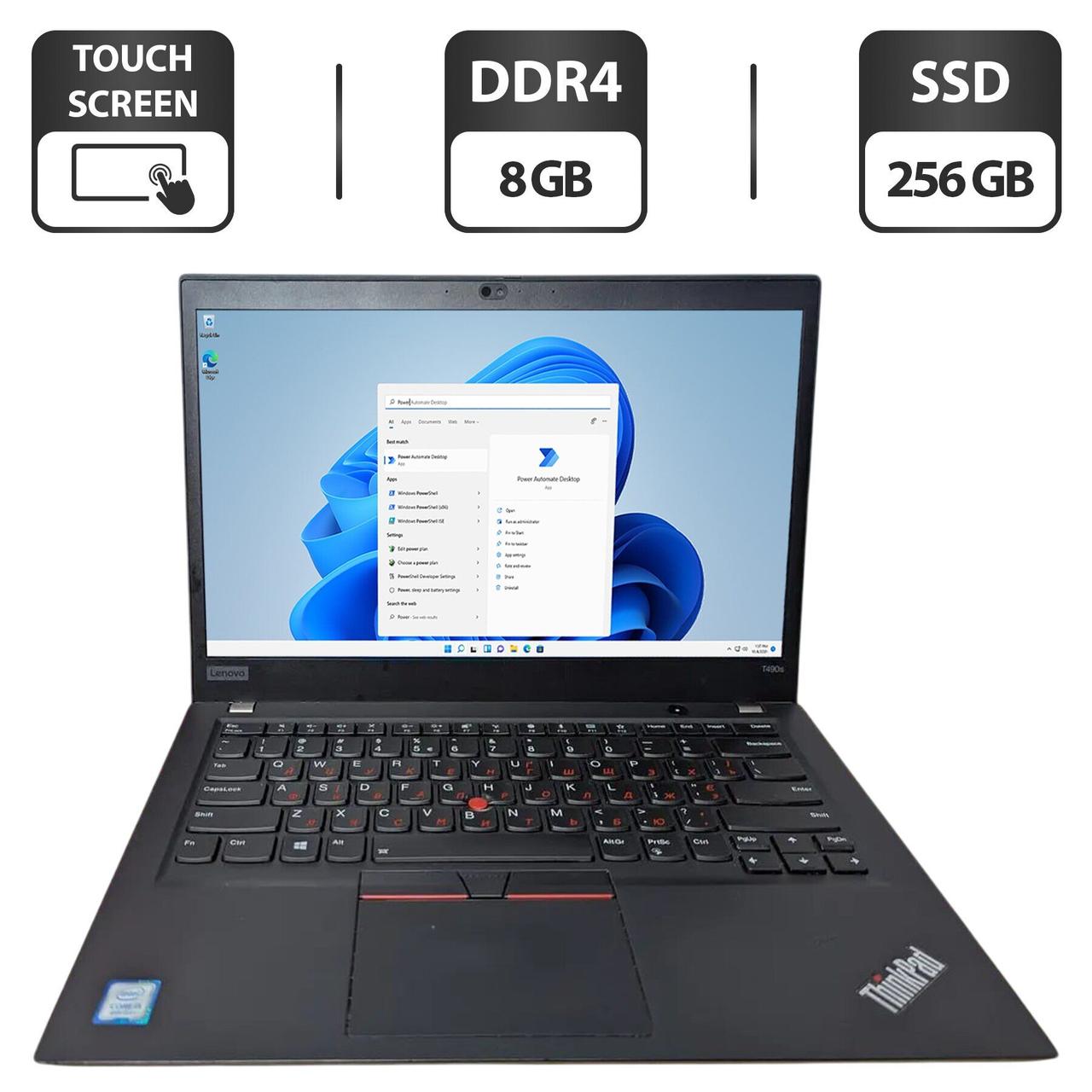 Ультрабук Lenovo ThinkPad T490s/ 14" (1920x1080) Сенсорний/ Core i5-8265U/ 8 GB RAM/ 256 GB SSD/ UHD