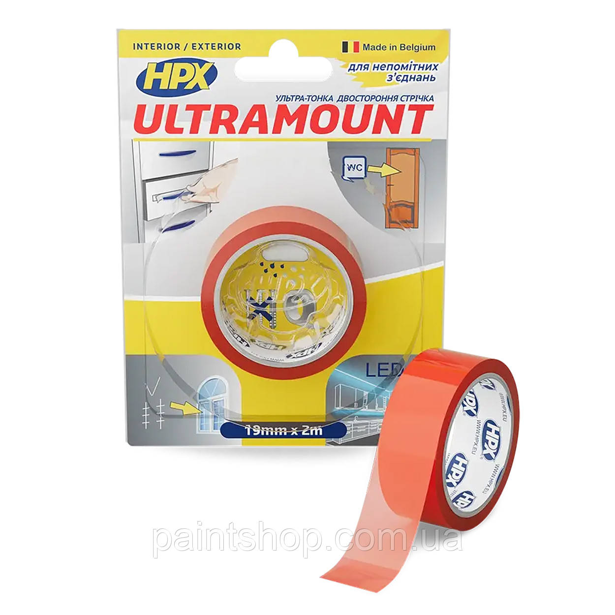 Стрічка двостороння HPX Ultra Mount 9 мм х 2 м Прозора блістер, фото 1