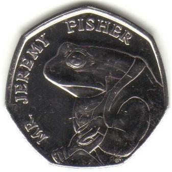 Велика Британія 50 пенсів, 2017 150-та річниця - Народження Беатріс Поттер, Джеремі Фішер №2962, фото 1