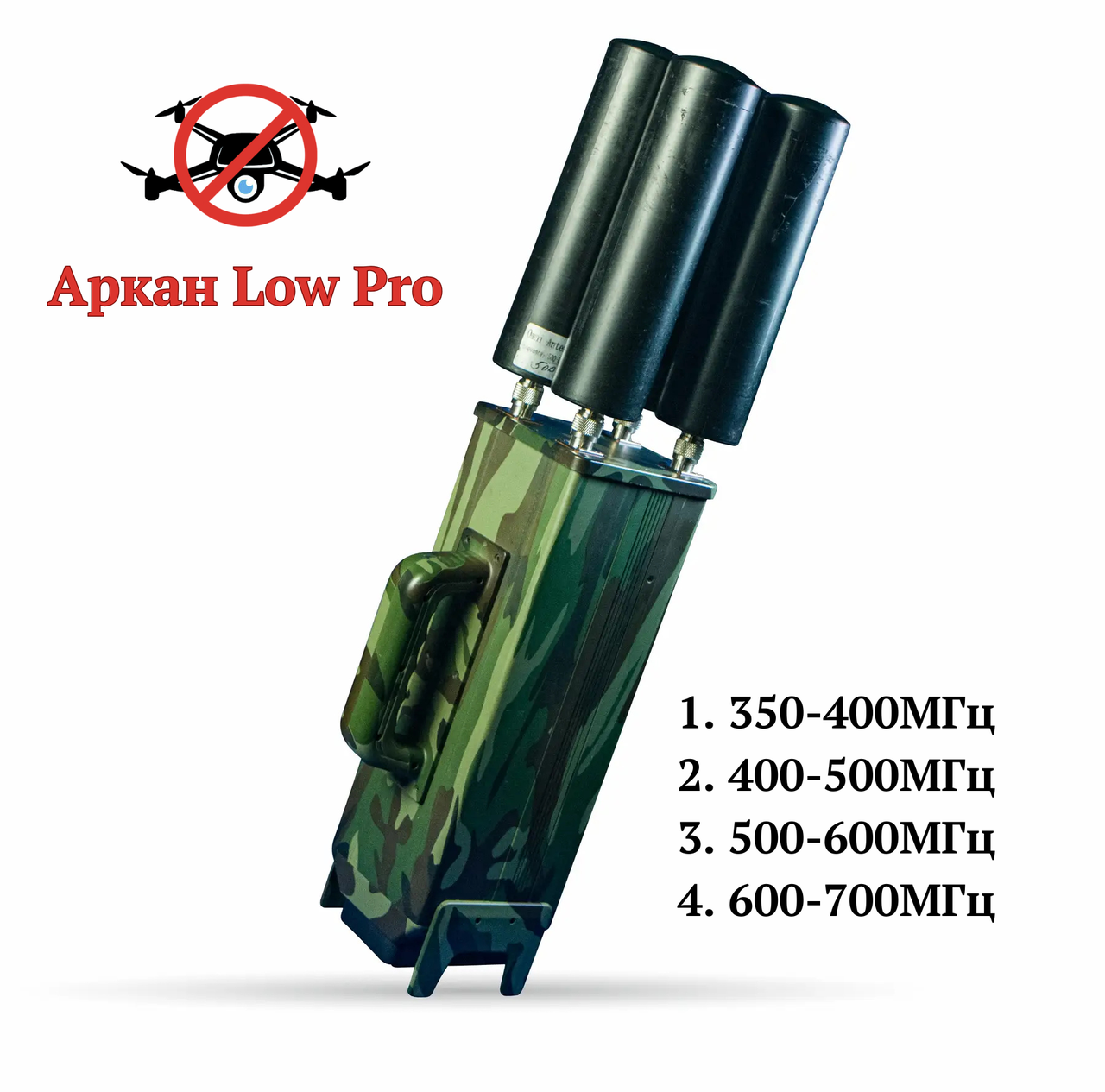 РЕБ від БПЛА "Аркан Low Pro" (купольна дія), 4 модуля, 350-700 МГц. Глушник FPV Дронів