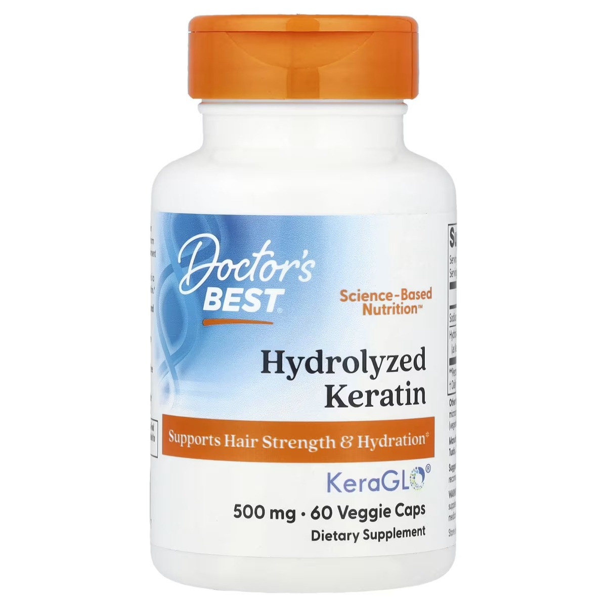 Гідролізований кератин, 500 мг, Hydrolyzed Keratin, Doctor's Best, 60 вегетаріанських капсул