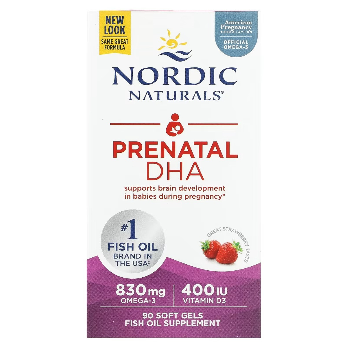 ДГК (докозагексаєнова кислота) для вагітних, смак полуниці, Printal DHA, Nordic Naturals, 90 гелевих