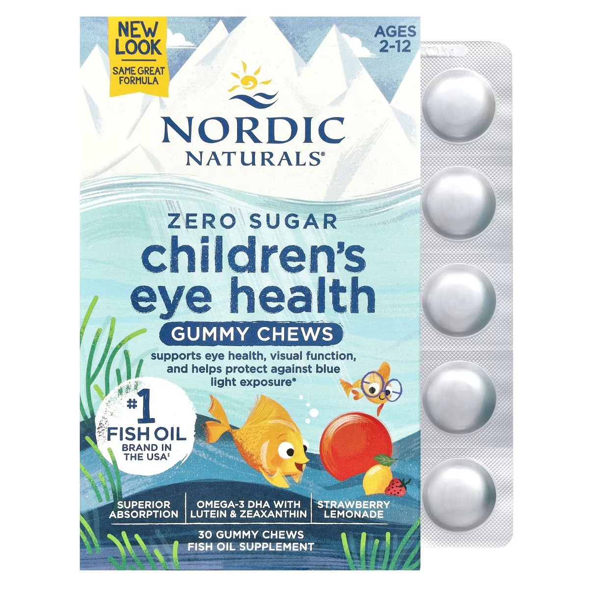 Здоров'я очей для дітей, без цукру, смак полуничний лимонад, Children's Eye Health, Nordic Naturals, 30