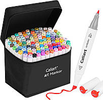 Маркери Caliart Спиртові Куля та Долото для скетчингу 121 Colors Alcohol Based Markers Fine Chisel Оригінал