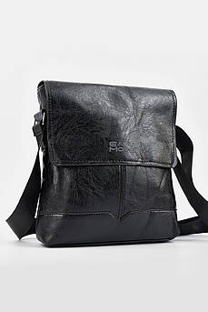 Сумка чоловіча через плече із екошкіри чорного кольору 195750M
