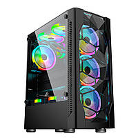 Корпус 1stPlayer D4-4R1-BK Color LED Black без БЖ