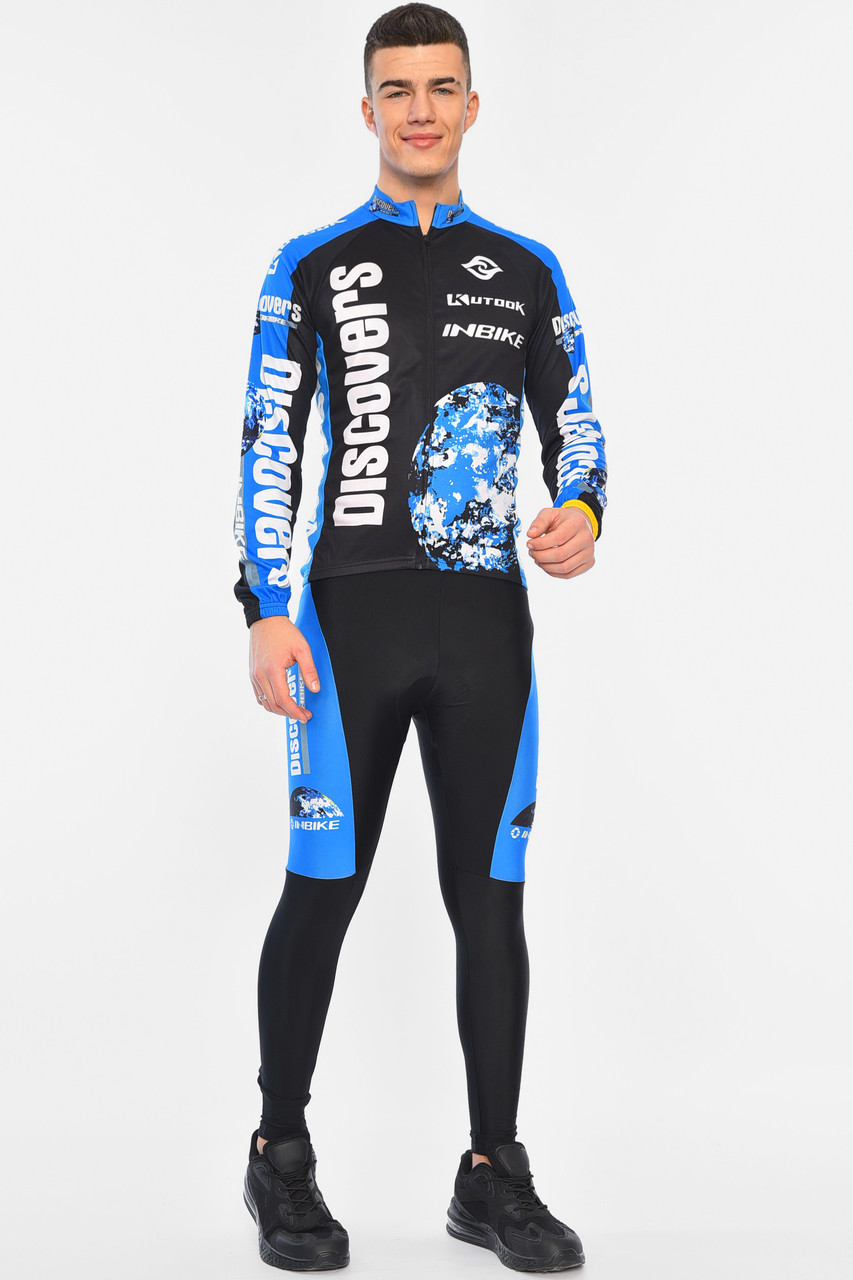 Велокостюм чоловічий на флісі чорного кольору р.S 195634P, фото 1