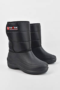 Дутики підліткові на штучному хутрі чорного кольору 195792P