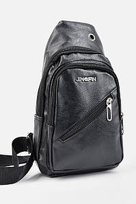 Сумка чоловіча через плече з екошкіри чорного кольору 195759P