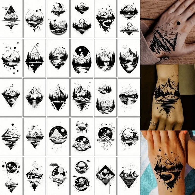 Набір дитячих тимчасових тату "Чорні міні №3" black-tattoo-mini-set-3-3, 30 штук по 9,5*5,5 см, фото 1