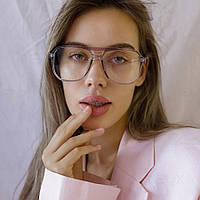 Сонцезахисні окуляри іміджеві авіатор Pilot прозорі рожеві