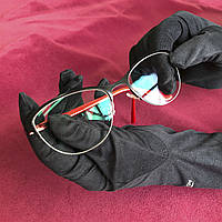 Acropolis двосторонні чорні рукавички з мікрофібри для окулярів, ювелірних прикрас, годинників. Преміум клас. Розміри: S, M, L.