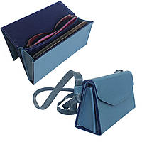 Жіноча шкіряна сумка-футляр для окулярів, телефону та карток. Міні-сумка Acropolis СО-1 (матово-синя)