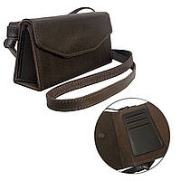 Жіноча шкіряна сумка-футляр для окулярів, телефону та карток. Міні-сумка Acropolis СО-1 (коричнева)