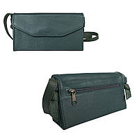 Жіноча шкіряна сумка-футляр для окулярів, телефону та карток. Міні-сумка Acropolis СО-1 (матово-зелена)