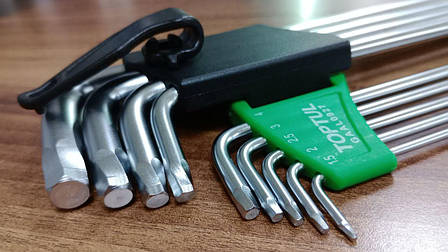 Набір Г-обр. шестигр. 1,5-10мм 9ед. супердлинных з екстрактором і кулею TOPTUL GAAL0927, фото 1