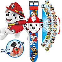 Дитячий наручний годинник для хлопчика з проектором Собачий Щенячий Патруль Paw Patrol Маршал Червоний