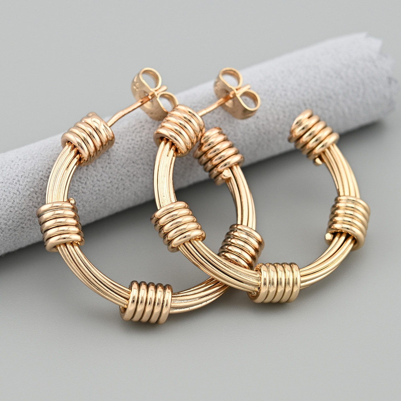 Сережки кільця Джуді 48772 розмір 32х6 мм вага 14.4 г позолота 18К, фото 1