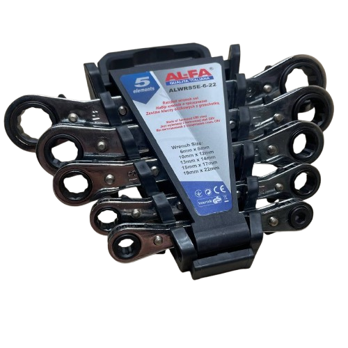 Набір накидних ключів з тріщаткою (6-22 мм) 5 шт. AL-FA ALWRS5E, фото 1