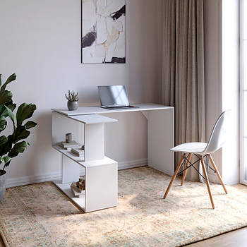 Стіл комп'ютерний поворотний з полицями М-ЗОН Джеко 1200 Німфея Альба (MZN-031031)