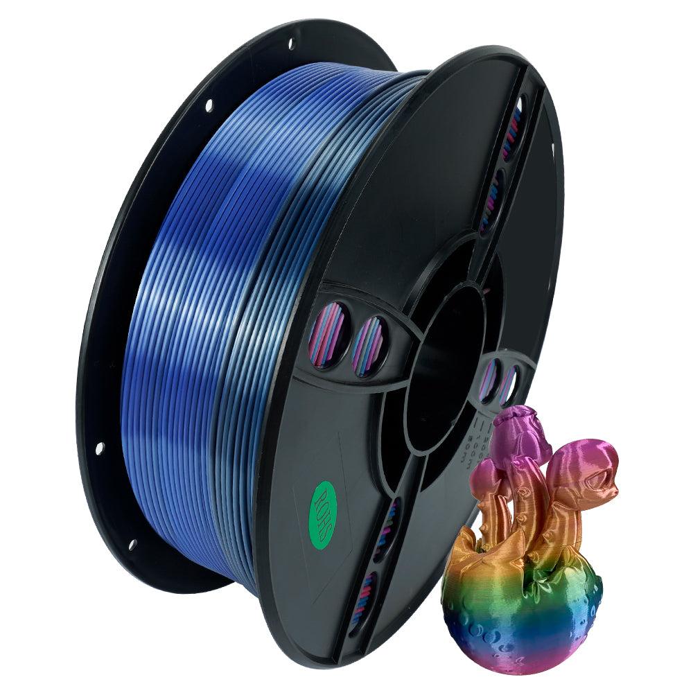 Пластик KINGROON Silk PLA Rainbow Mermaid (B01891), ClassicSpool, 1.75мм, 1кг, 200-220°C, Чергуються кольори філамент для 3Д-друку, фото 1