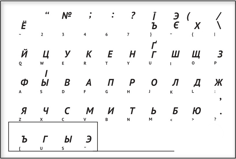 Наліпки наклейки на клавіатуру білі Укр\Рус\Eng Black, фото 1