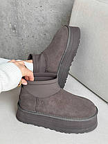 Зимові Жіночі Черевики UGG Classic Mini Dipper Thundercloud Grey / УГГ Класик Міні Діпер Сандерклауд Сірі, фото 6