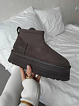 Зимові Жіночі Черевики UGG Classic Mini Dipper Thundercloud Grey / УГГ Класик Міні Діпер Сандерклауд Сірі, фото 4
