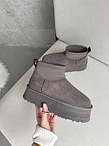 Зимові Жіночі Черевики UGG Classic Mini Dipper Thundercloud Grey / УГГ Класик Міні Діпер Сандерклауд Сірі, фото 3