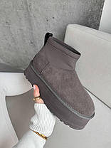 Зимові Жіночі Черевики UGG Classic Mini Dipper Thundercloud Grey / УГГ Класик Міні Діпер Сандерклауд Сірі, фото 5