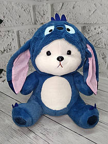 М'яка іграшка з пледом усередині Ведмедик у капюшоні Ліло та Стич синій 60 см