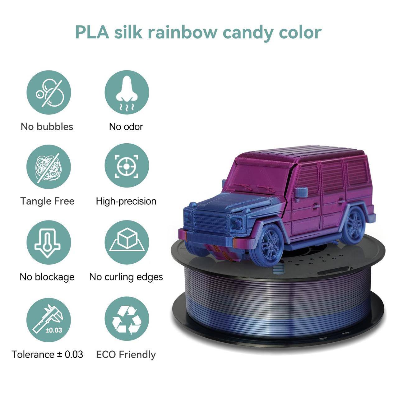 Пластик филамент KINGROON Silk PLA Rainbow Mermaid (B01891)