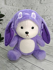 М'яка іграшка з пледом усередині Ведмедик у каптурі Ліло і Стич бузковий 60 см