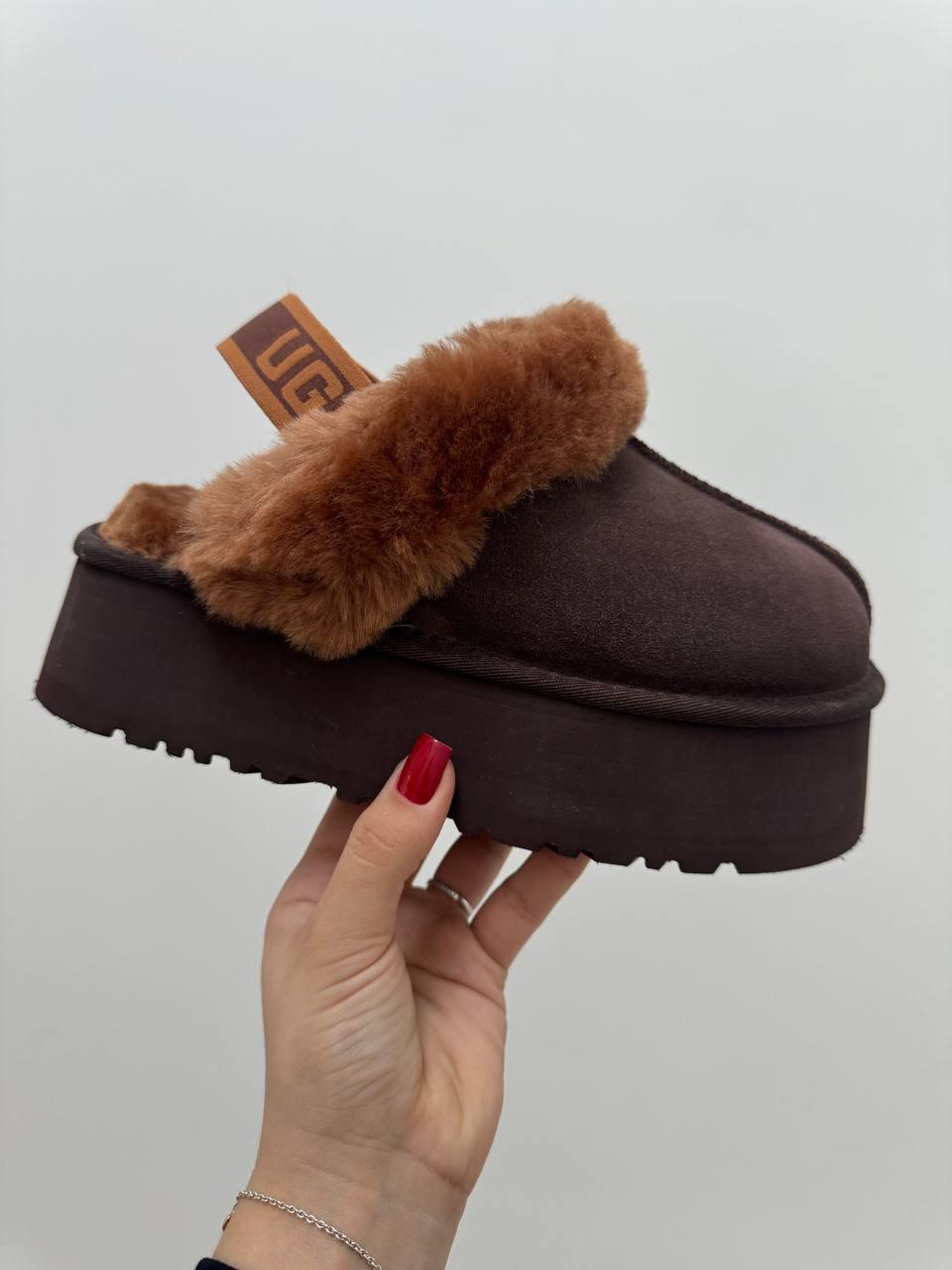 Зимові Жіночі Черевики UGG Funkette Dark Brown / УГГ Фанкетт Темно Коричневі