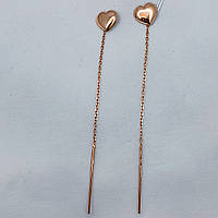 Золоті сережки на ланцюжку 585 проби