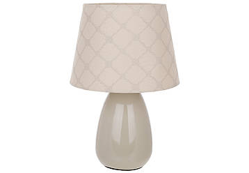 Лампа настільна 30.5 см з порцеляновою основою та тканинним абажуром, колір бежевий